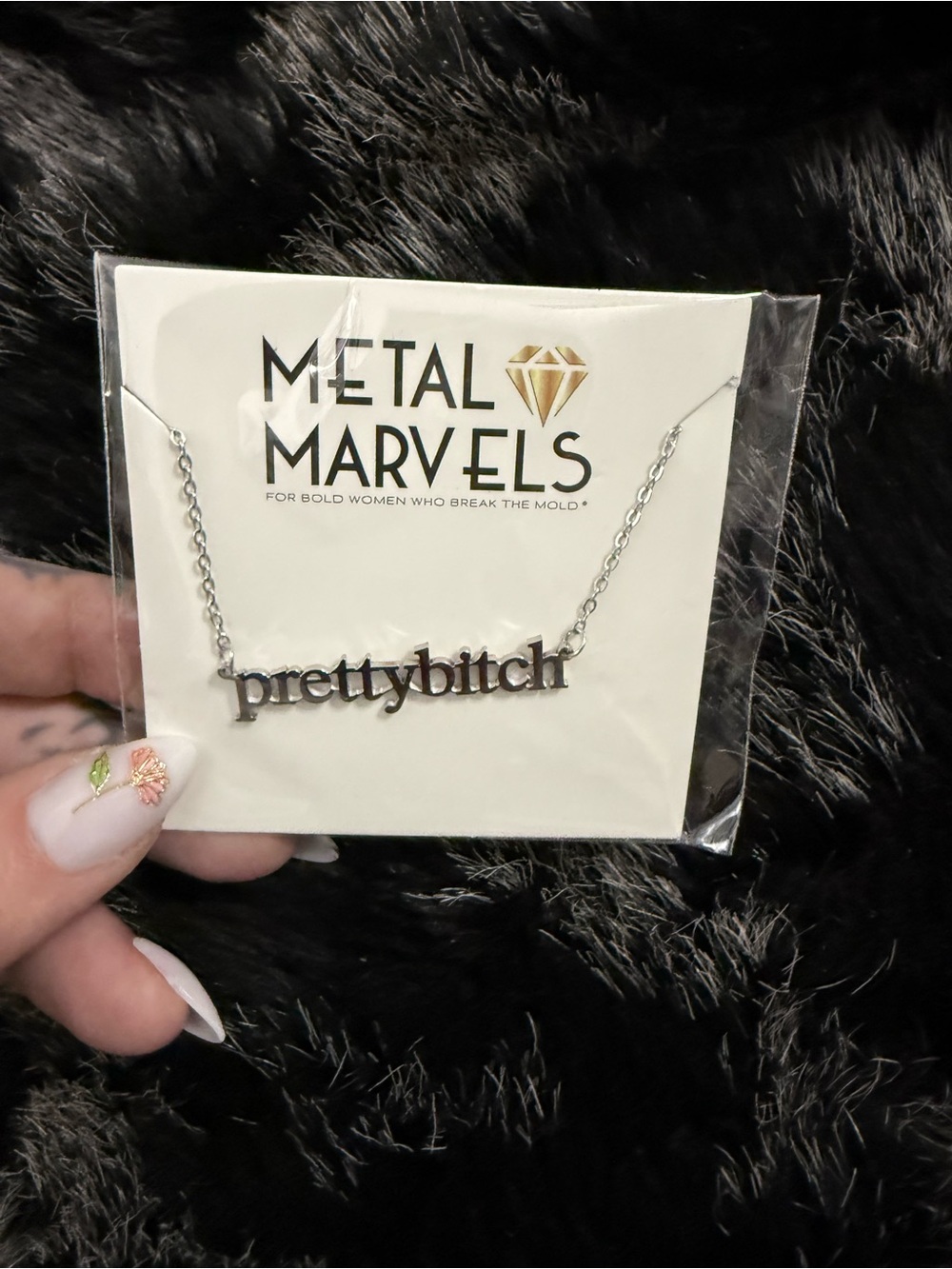 Metal Marvels “prettybitch” Silver Necklace NWT Sealed Statement Nameplate